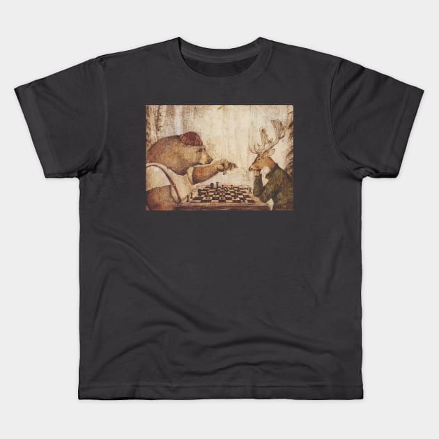 Wild Chess Kids T-Shirt by mikekoubou